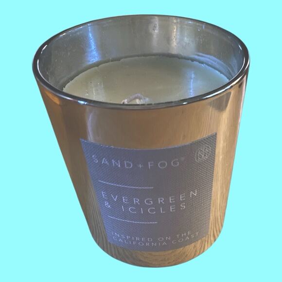 Sand & Fog 11.5oz Candle Evergreen & Icicles Silver/Chrome Holder No Lid Unlit - Picture 1 of 6